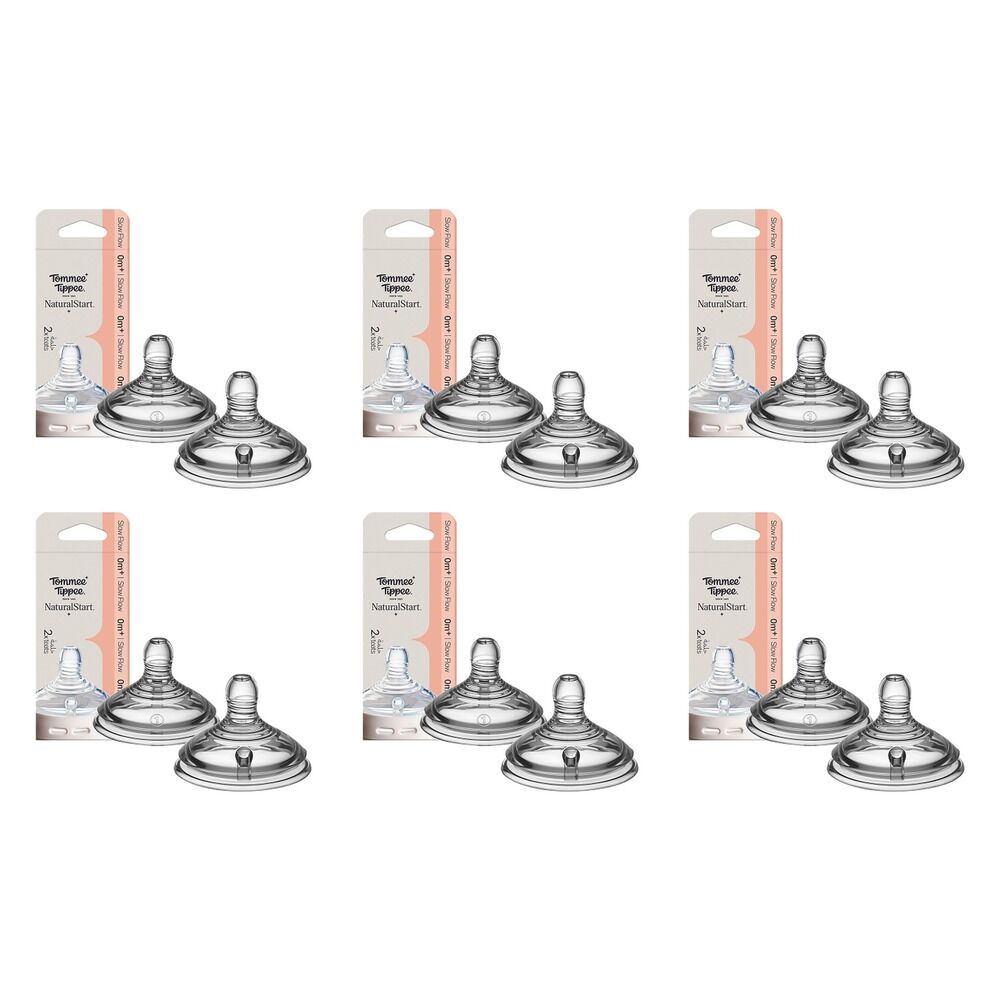 Tommee Tippee Natural Start Wide Latch Teats Slow Flow 2 Pack Bundle of 6