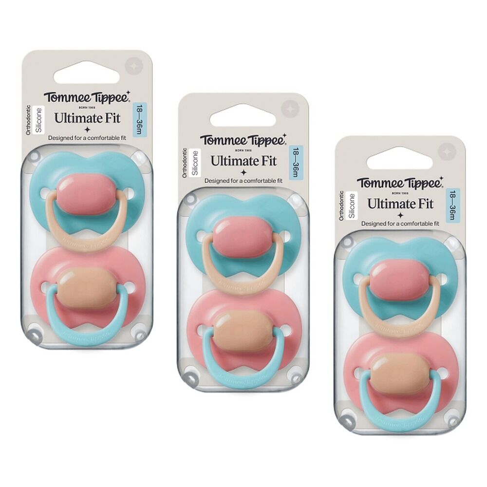 Tommee Tippee Ultimate Fit Soother 18-36 Months Multi 2 Pack Bundle of 3