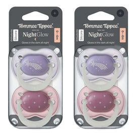 Tommee Tippee NightGlow Dummy 0-6 Months Multi 2 Pack Bundle of 2