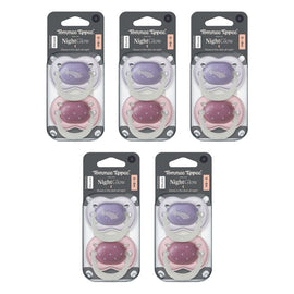 Tommee Tippee NightGlow Dummy 0-6 Months Multi 2 Pack Bundle of 5