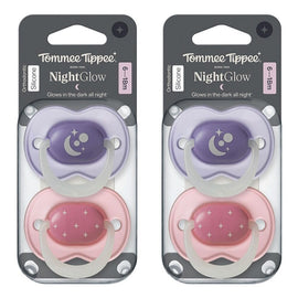 Tommee Tippee NightGlow Dummy 6-18 Months Multi 2 Pack Bundle of 2