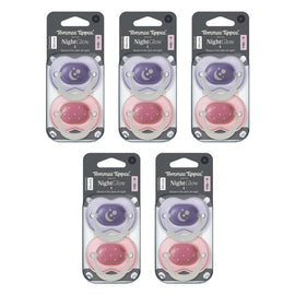 Tommee Tippee NightGlow Dummy 6-18 Months Multi 2 Pack Bundle of 5