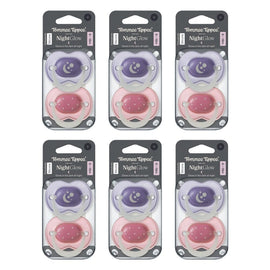 Tommee Tippee NightGlow Dummy 6-18 Months Multi 2 Pack Bundle of 6
