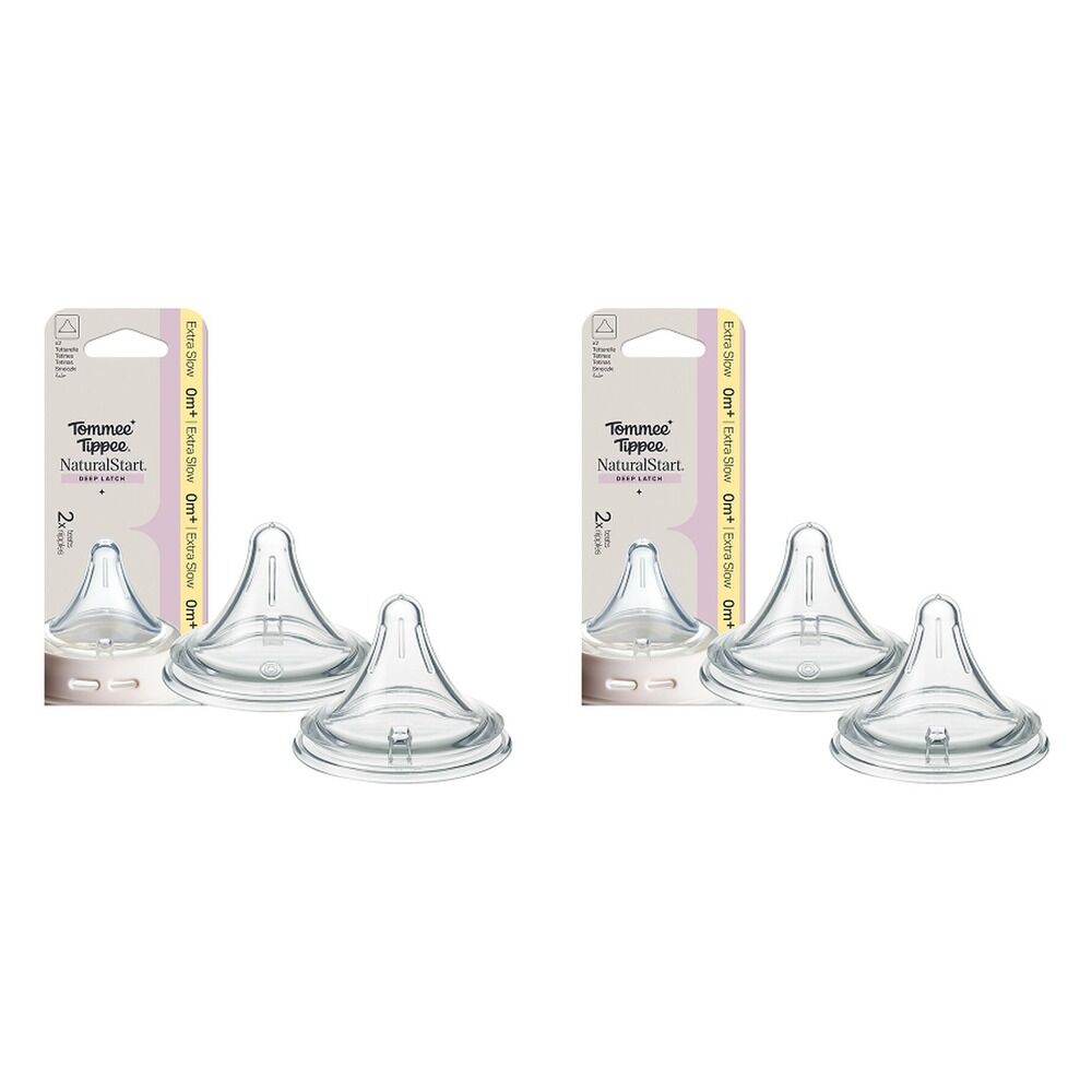 Tommee Tippee Natural Start Deep Latch Teats Extra Slow Flow 0m+ 2 Bundle of 2