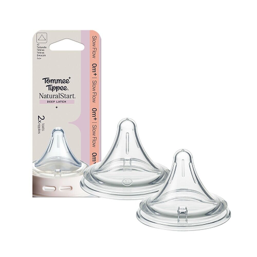 Tommee Tippee Natural Start Deep Latch Teats Slow Flow 0m+ 2 Pack