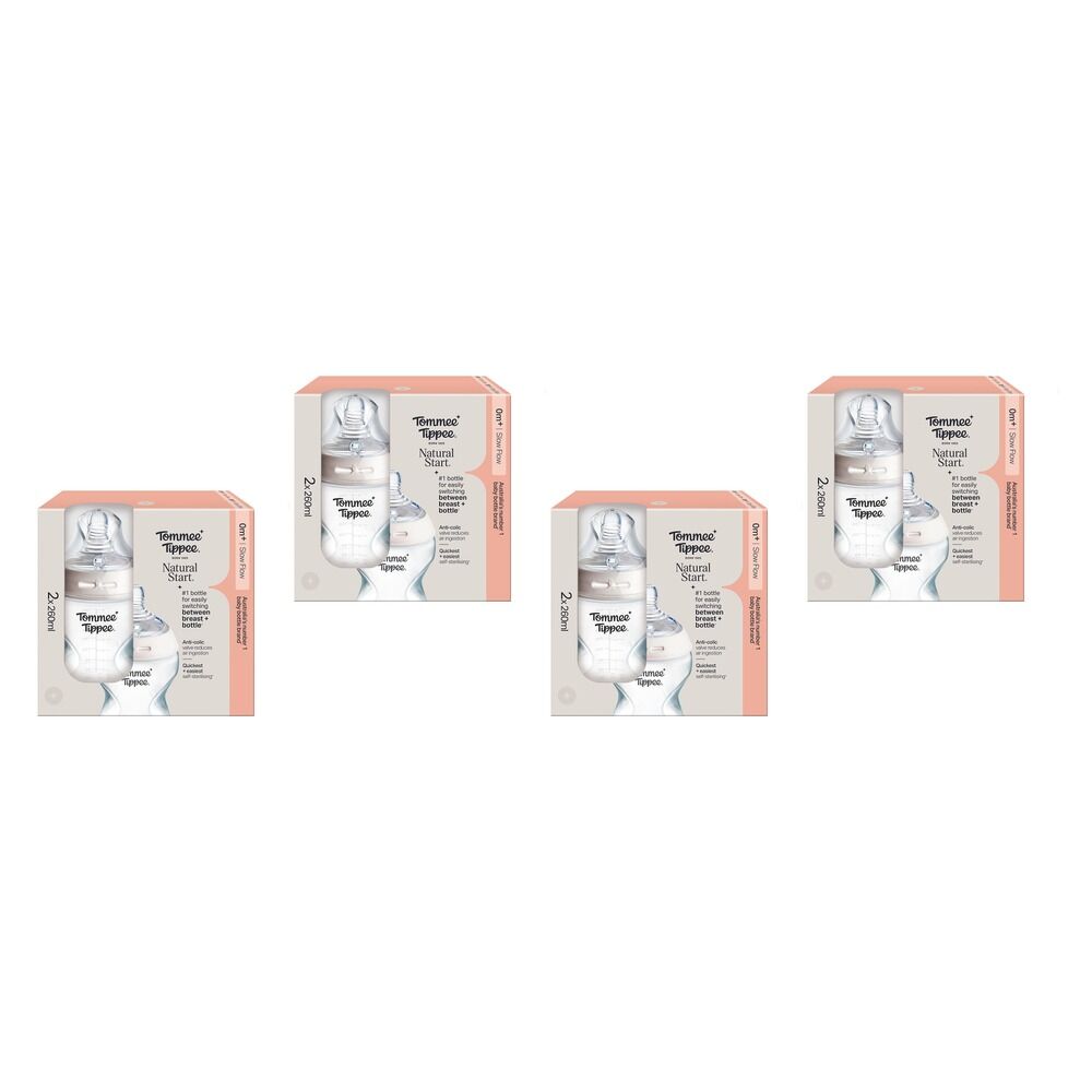 Tommee Tippee Natural Start Anti-Colic Bottle Slow Flow 2 Pack 60mL Bundle of 4