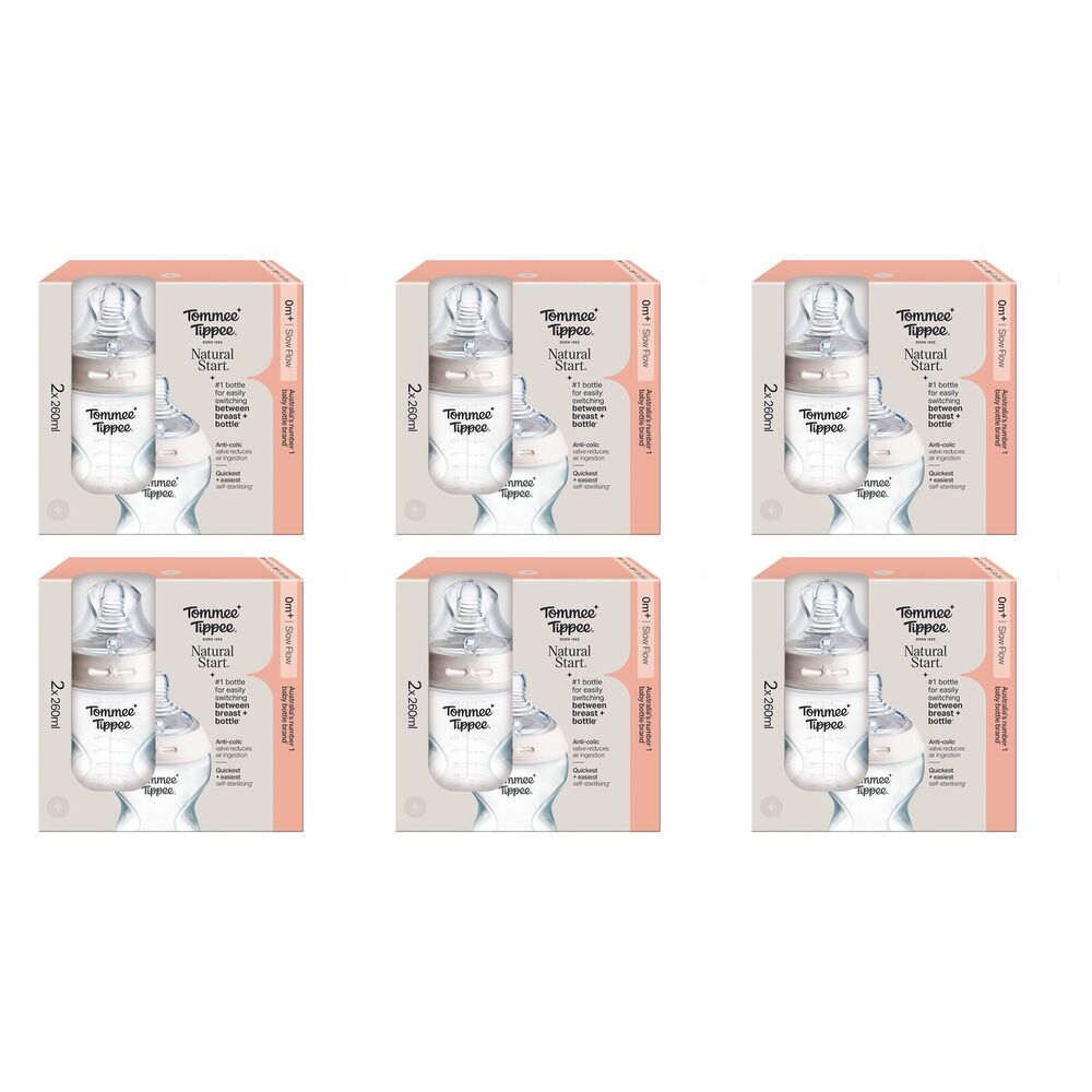 Tommee Tippee Natural Start Anti-Colic Bottle Slow Flow 2 Pack 60mL Bundle of 6