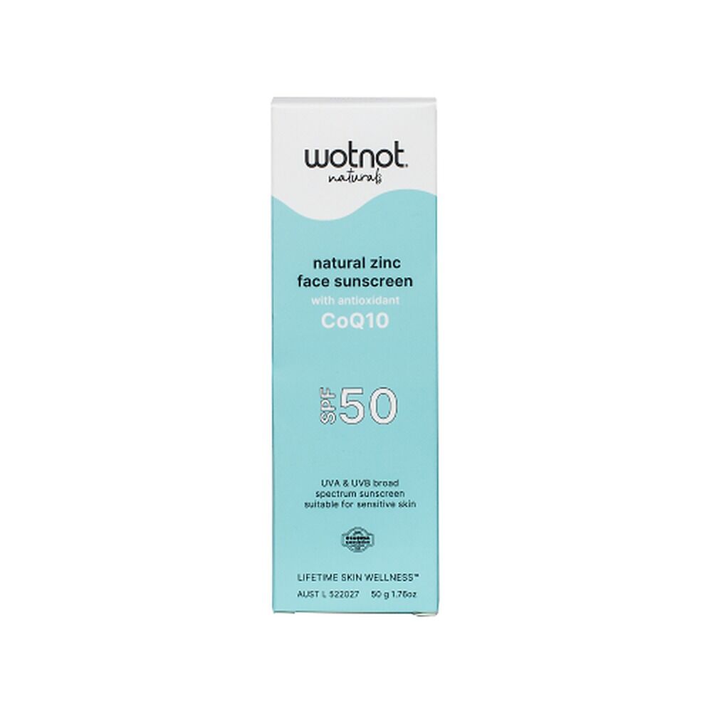 Wotnot Naturals Zinc Face Sunscreen SPF50 with CoQ10 50g