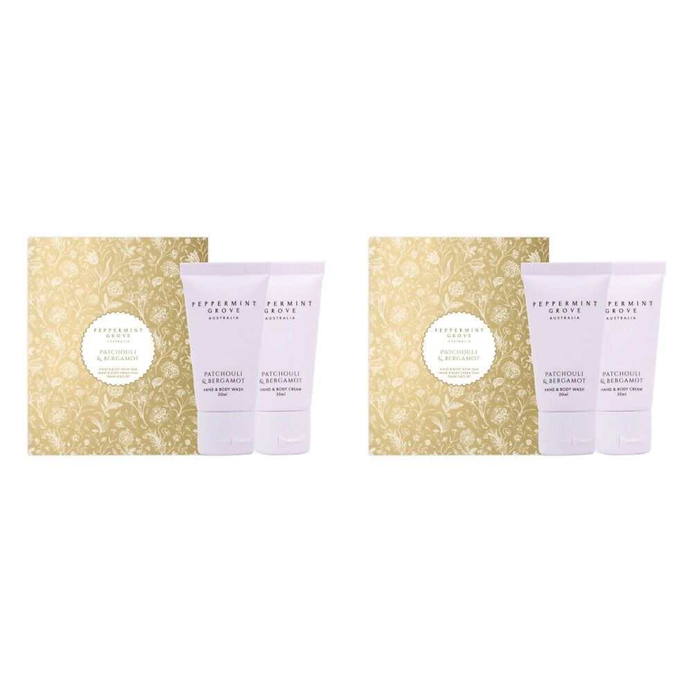 Peppermint Grove Patchouli & Bergamot Hand Wash & Cream Travel Duo Pack of 2