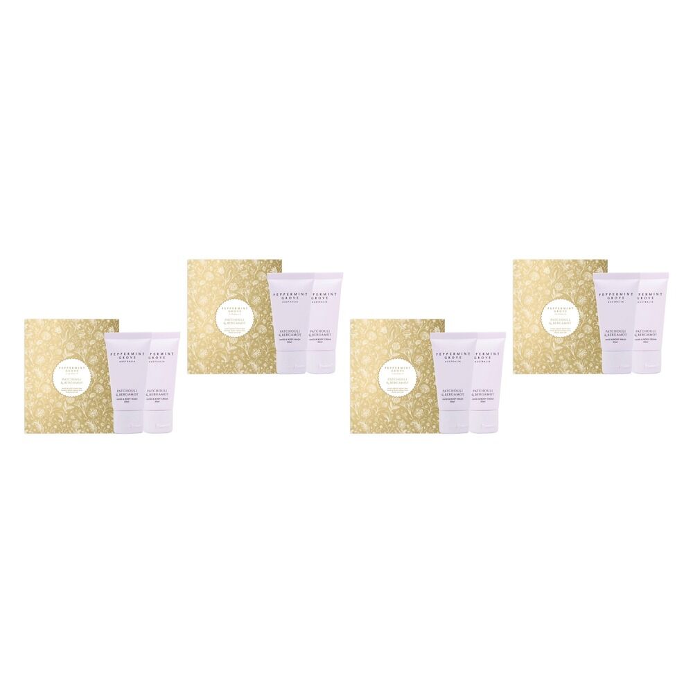 Peppermint Grove Patchouli & Bergamot Hand Wash & Cream Travel Duo Pack of 4