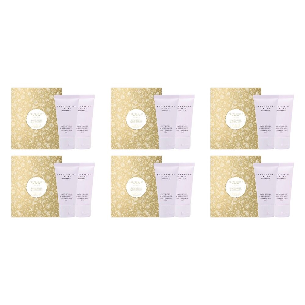 Peppermint Grove Patchouli & Bergamot Hand Wash & Cream Travel Duo Pack of 6