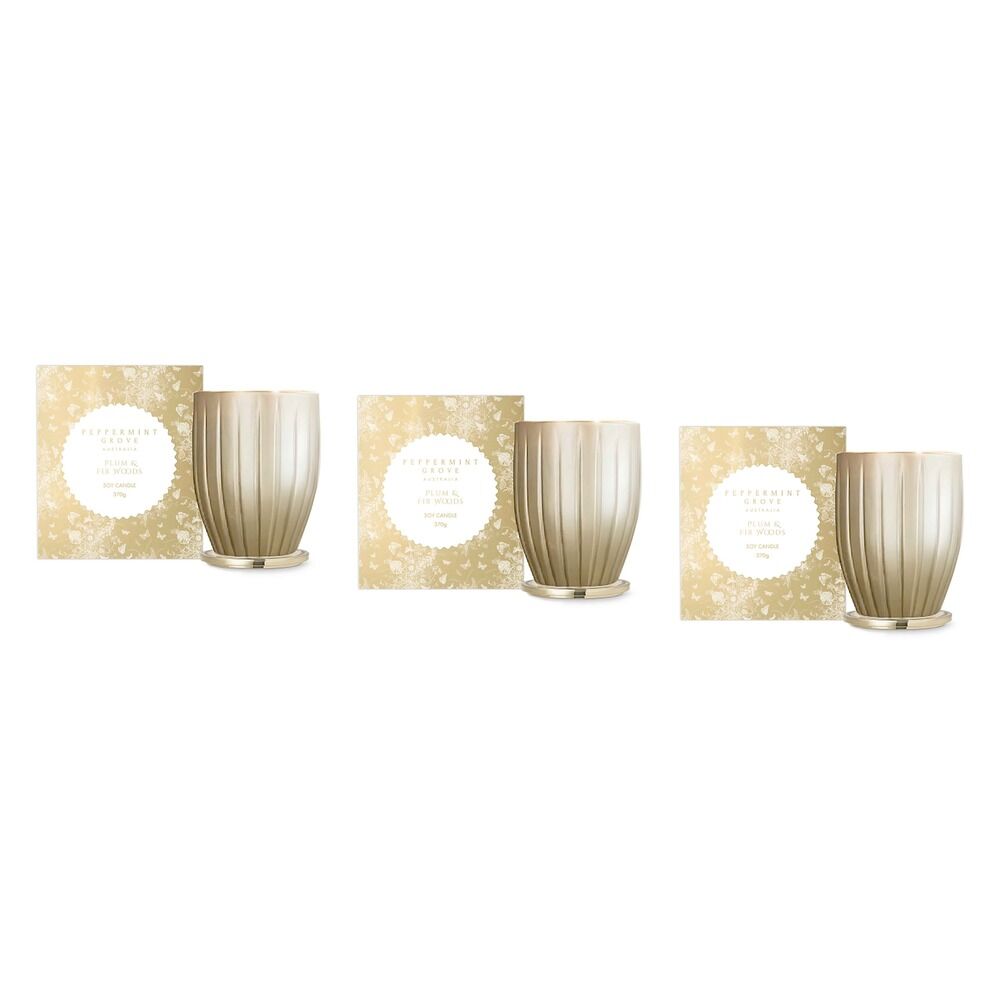 Peppermint Grove Plum & Fir Woods Large Soy Candle 370g Pack of 3