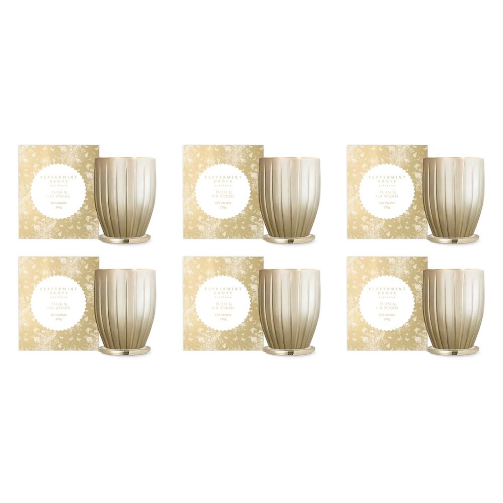Peppermint Grove Plum & Fir Woods Large Soy Candle 370g Pack of 6