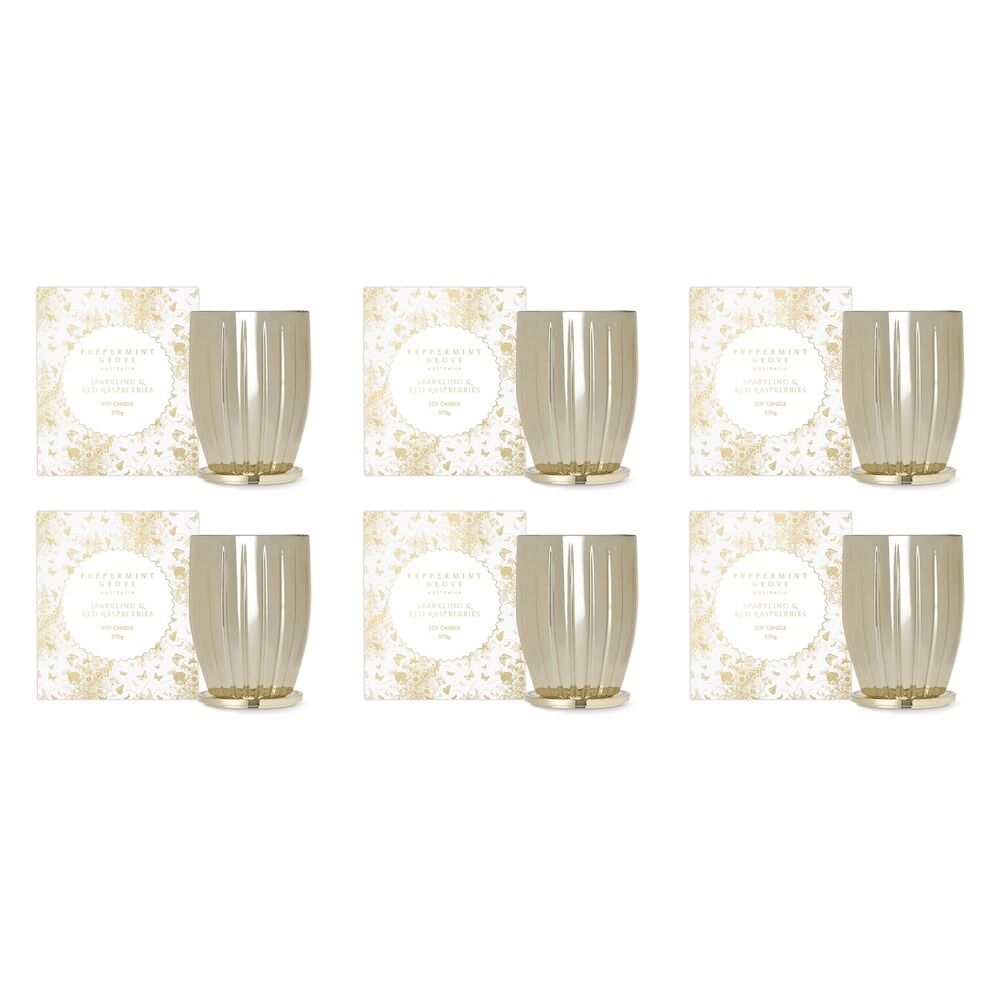 Peppermint Grove Sparkling & Red Raspberries Large Soy Candle 370g Pack of 6