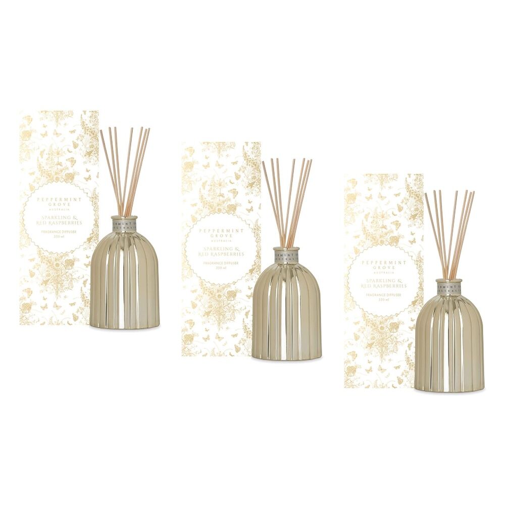 Peppermint Grove Sparkling & Red Raspberries Large Fragrance Diffuser Pack of 3