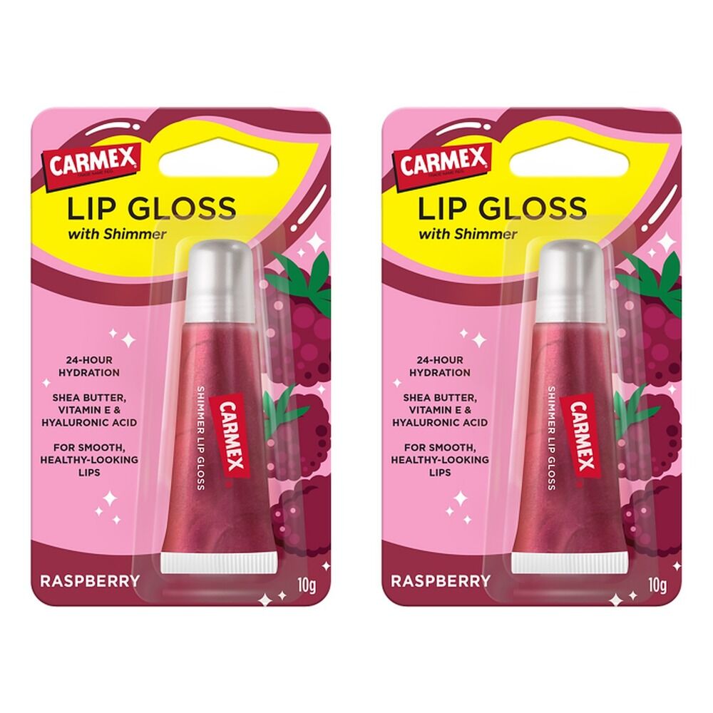 Carmex Shimmer Lip Gloss Raspberry 10g x 12 Bundle of 2