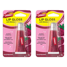 Carmex Shimmer Lip Gloss Raspberry 10g x 12 Bundle of 2