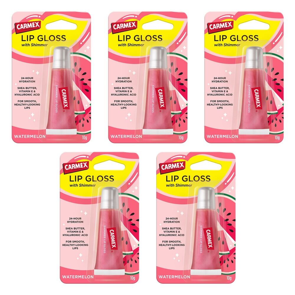 Carmex Shimmer Lip Gloss Watermelon 10g x 12 Bundle of 5