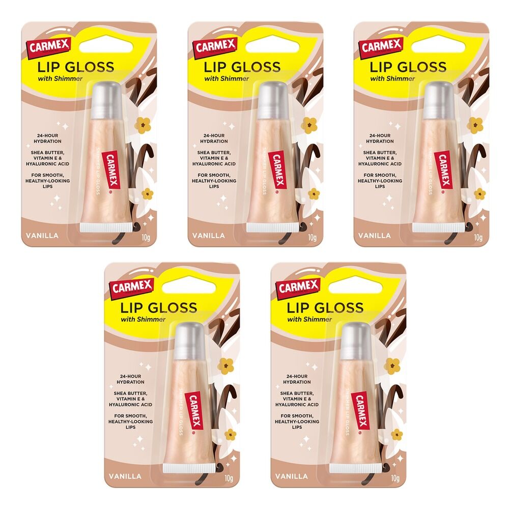 Carmex Shimmer Lip Gloss Vanilla 10g x 12 Bundle of 5