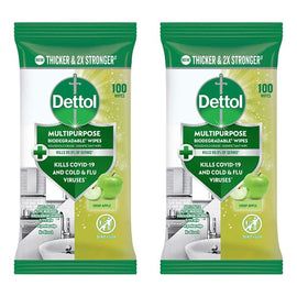 Dettol Multipurpose Wipes Crisp Apple 100 Pack Bundle of 2