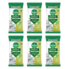 Dettol Multipurpose Wipes Crisp Apple 100 Pack Bundle of 6