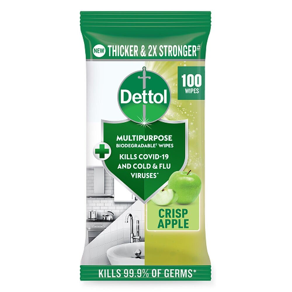 Dettol Multipurpose Wipes Crisp Apple 100 Pack