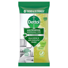 Dettol Multipurpose Wipes Crisp Apple 100 Pack