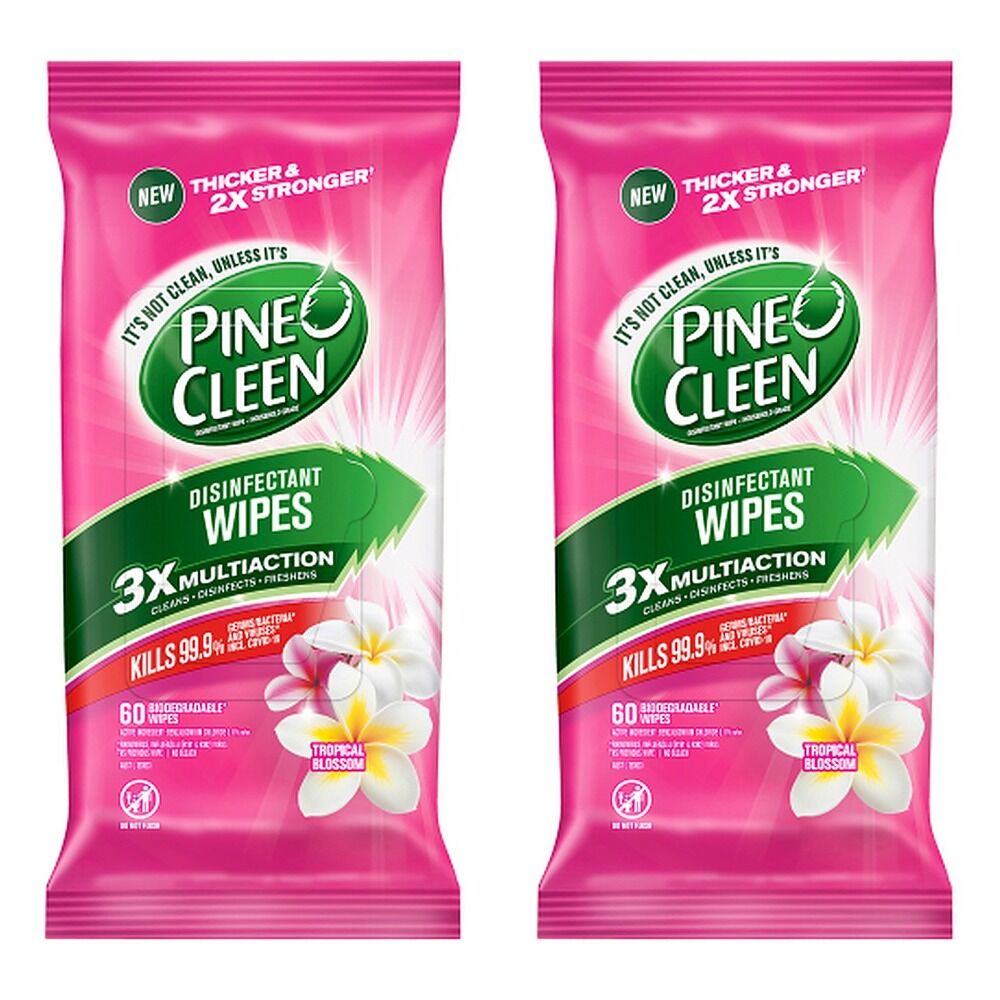 Dettol Pine O Cleen Disinfectant Wipes Tropical Blossom 60 Pack Bundle of 2