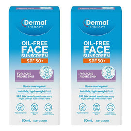 Dermal Therapy Oil Free Face Sunscreen SPF 50+ 50mL Pack of 2