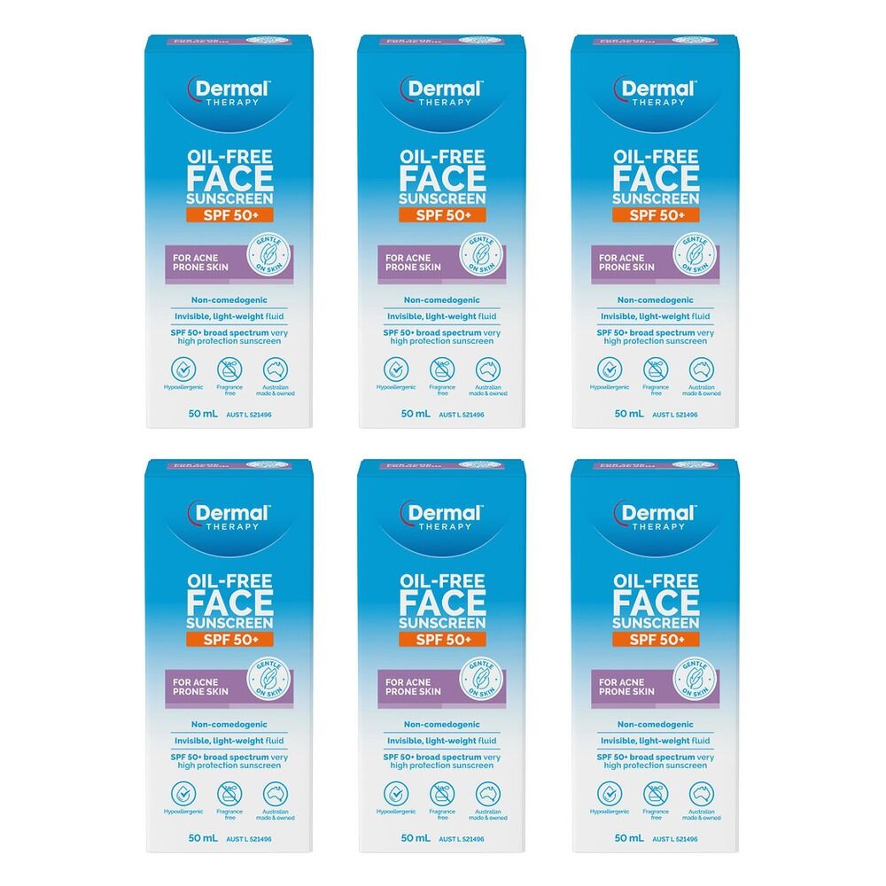 Dermal Therapy Oil Free Face Sunscreen SPF 50+ 50mL Pack of 6
