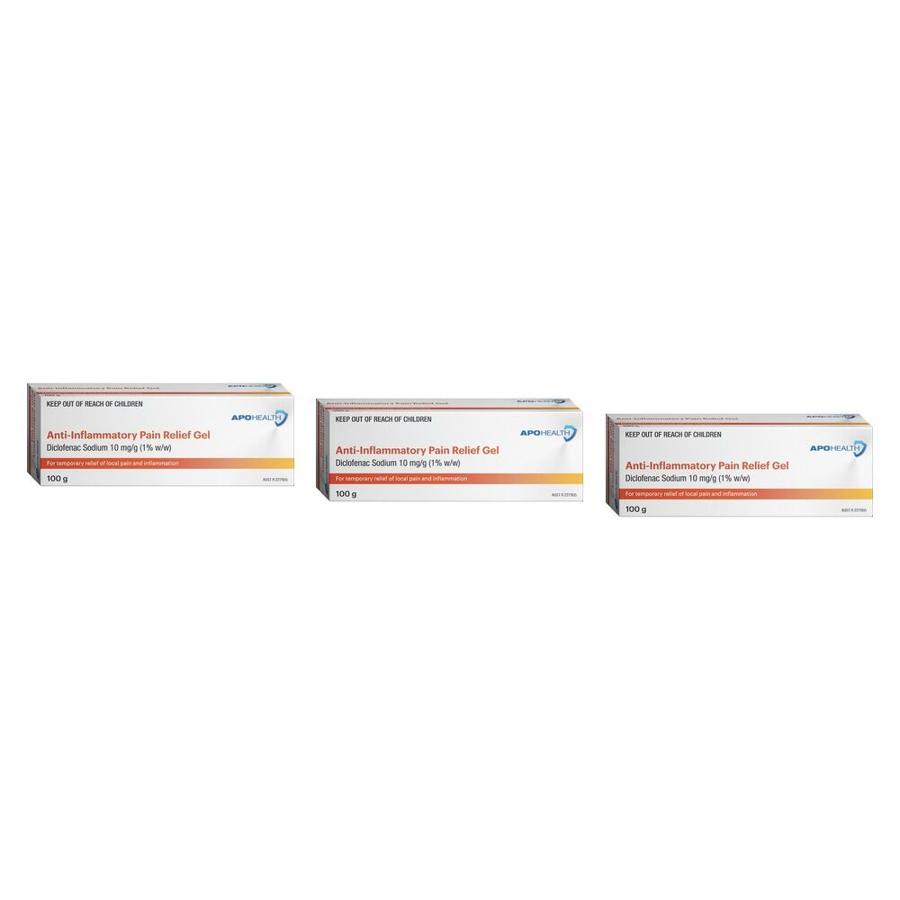 Apotex Anti-Inflammatory Pain Relief Gel 100g Pack of 3