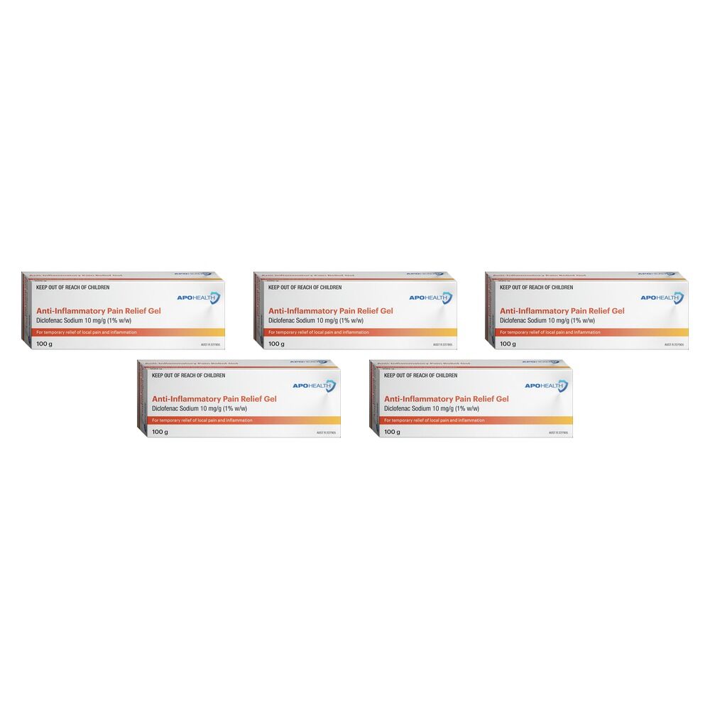 Apotex Anti-Inflammatory Pain Relief Gel 100g Pack of 5
