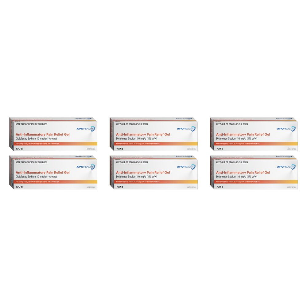 Apotex Anti-Inflammatory Pain Relief Gel 100g Pack of 6