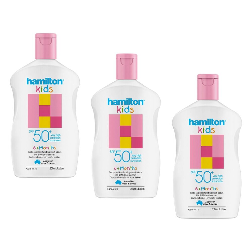 Hamilton Kids Sunscreen Lotion SPF50+ 250mL Pack of 3