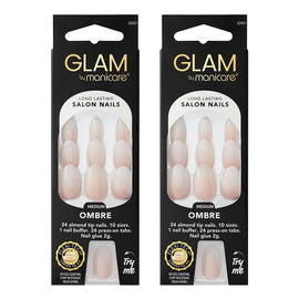Glam by Manicare Press On Nails Medium Almond Fashion 24 Pack Bundle of 2