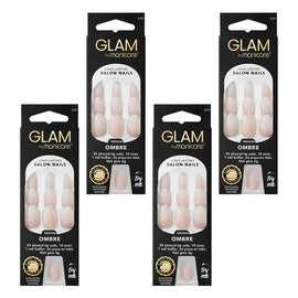 Glam by Manicare Press On Nails Medium Almond Fashion 24 Pack Bundle of 4