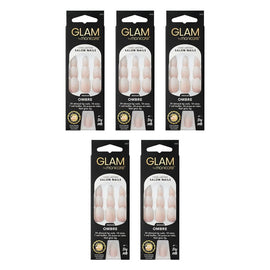 Glam by Manicare Press On Nails Medium Almond Fashion 24 Pack Bundle of 5