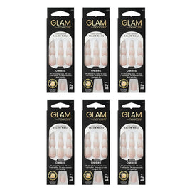 Glam by Manicare Press On Nails Medium Almond Fashion 24 Pack Bundle of 6