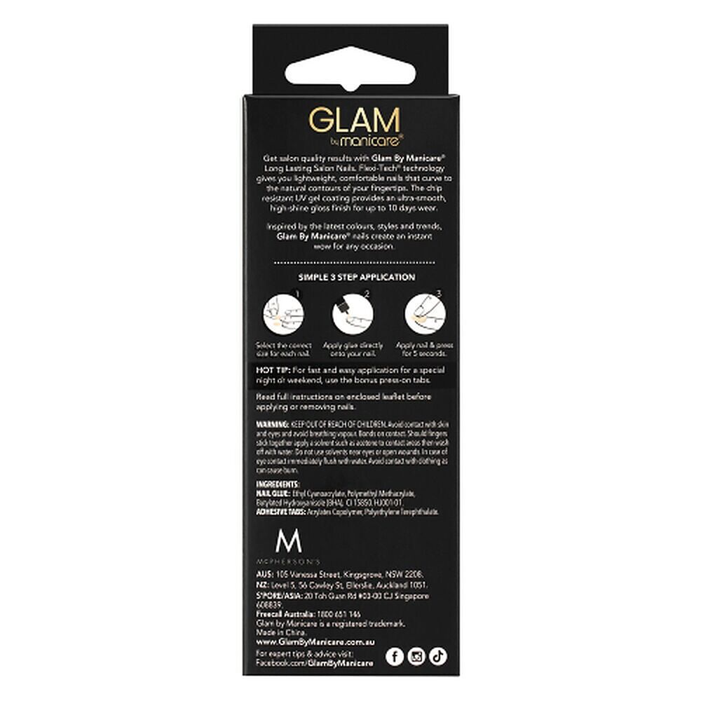 Glam by Manicare Press On Nails Medium Almond Fashion 24 Pack