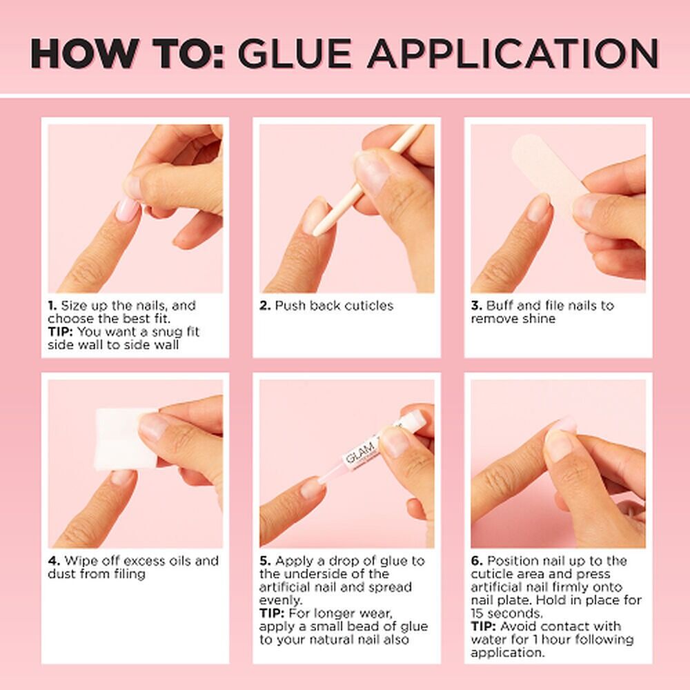 Glam by Manicare Press On Nails Medium Almond Fashion 24 Pack