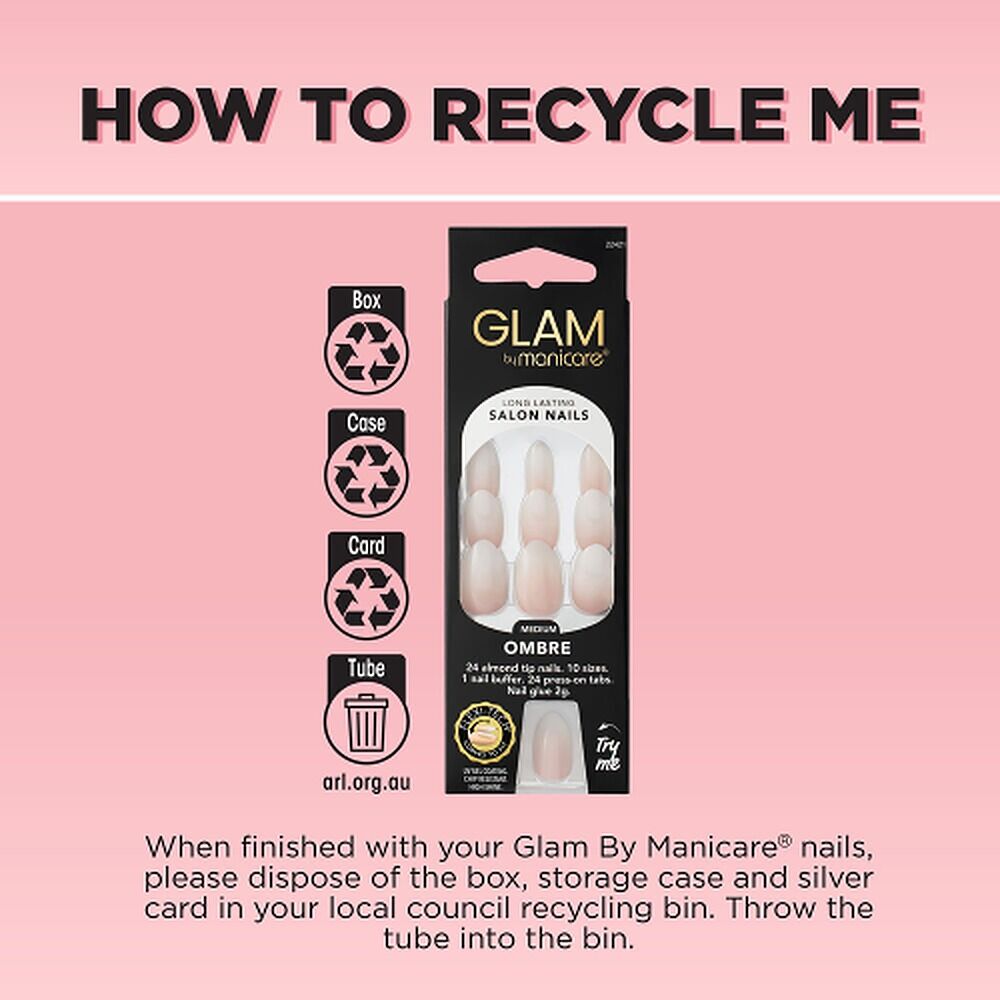 Glam by Manicare Press On Nails Medium Almond Fashion 24 Pack