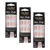 Glam by Manicare Glam Ready Pre-Glued Nails Rose Petal Jelly 30 Pack Bundle of 3