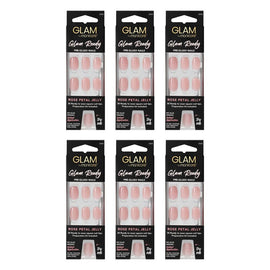 Glam by Manicare Glam Ready Pre-Glued Nails Rose Petal Jelly 30 Pack Bundle of 6
