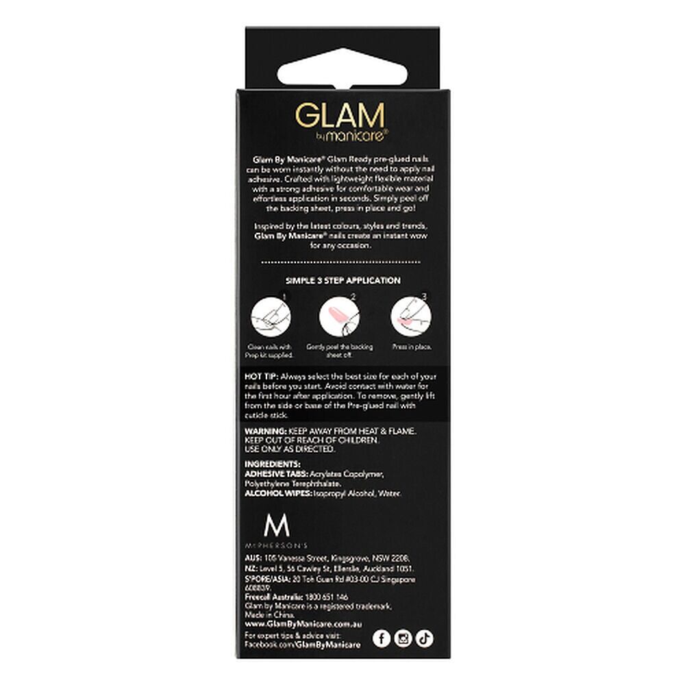 Glam by Manicare Glam Ready Pre-Glued Nails Rose Petal Jelly 30 Pack