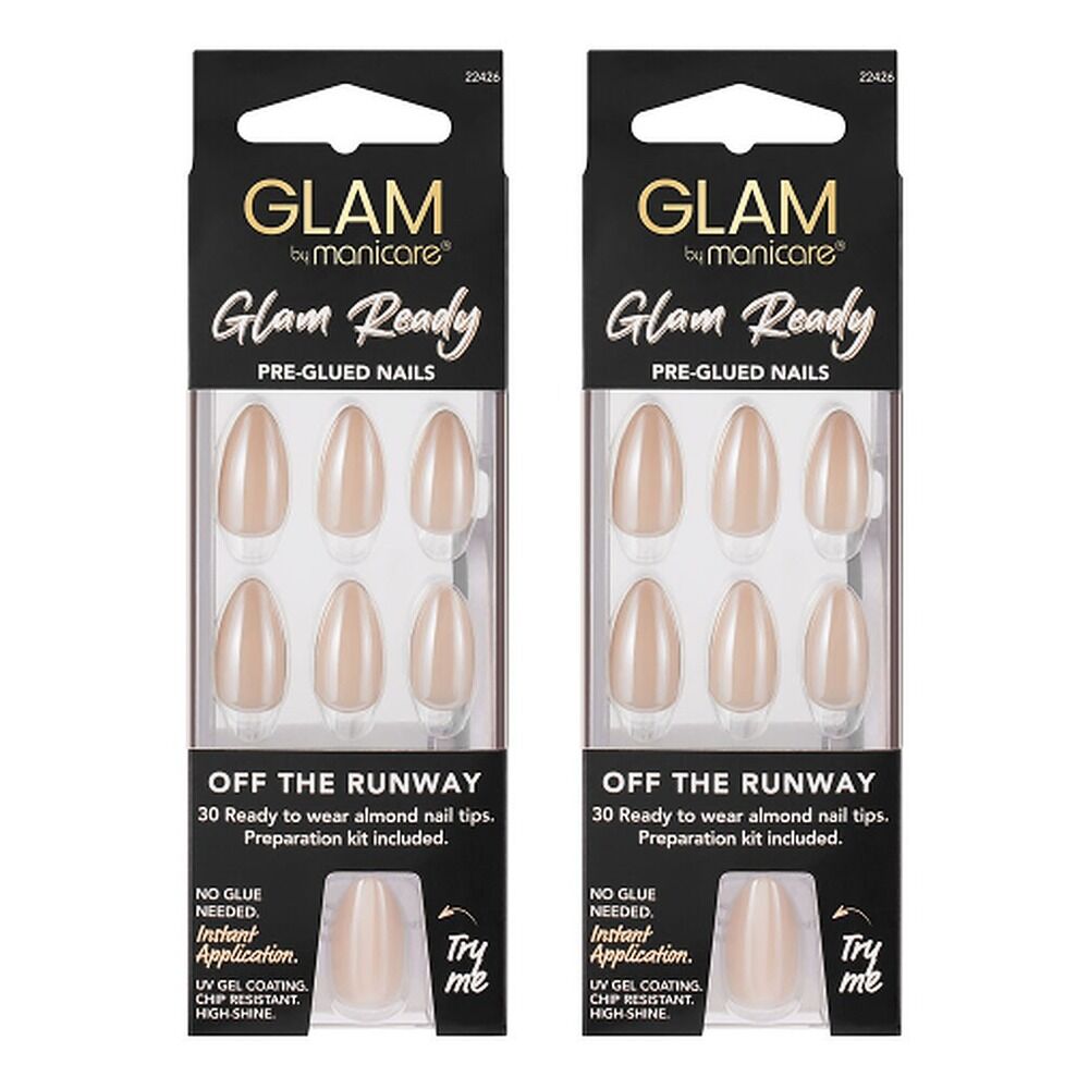 Glam by Manicare Glam Ready Pre-Glued Nails Off the Runway 30 Pack Bundle of 2