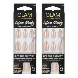 Glam by Manicare Glam Ready Pre-Glued Nails Off the Runway 30 Pack Bundle of 2