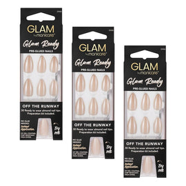 Glam by Manicare Glam Ready Pre-Glued Nails Off the Runway 30 Pack Bundle of 3