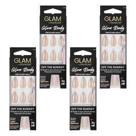 Glam by Manicare Glam Ready Pre-Glued Nails Off the Runway 30 Pack Bundle of 4