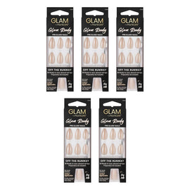 Glam by Manicare Glam Ready Pre-Glued Nails Off the Runway 30 Pack Bundle of 5