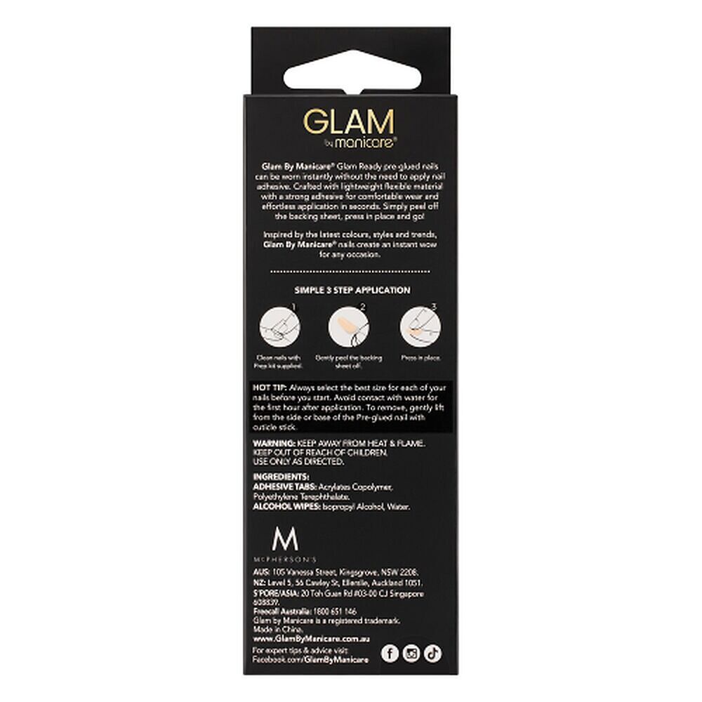 Glam by Manicare Glam Ready Pre-Glued Nails Off the Runway 30 Pack
